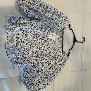 H&M Blue and White Floral Blouse